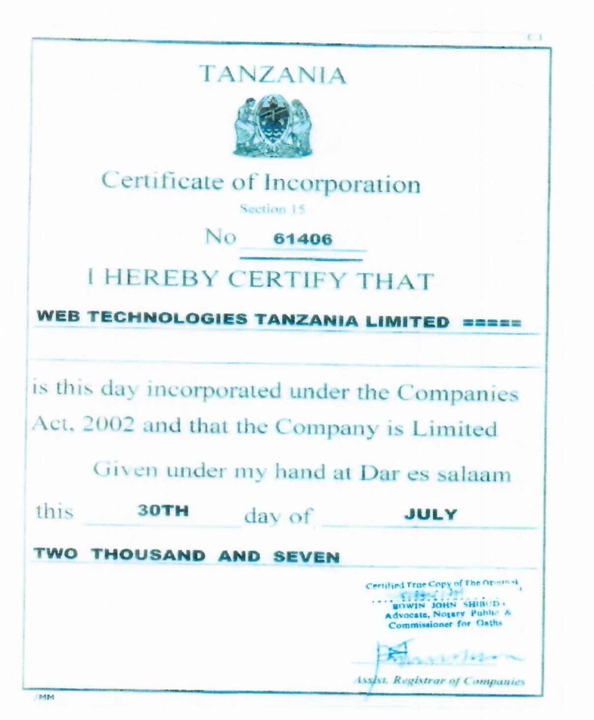 Certificate 1