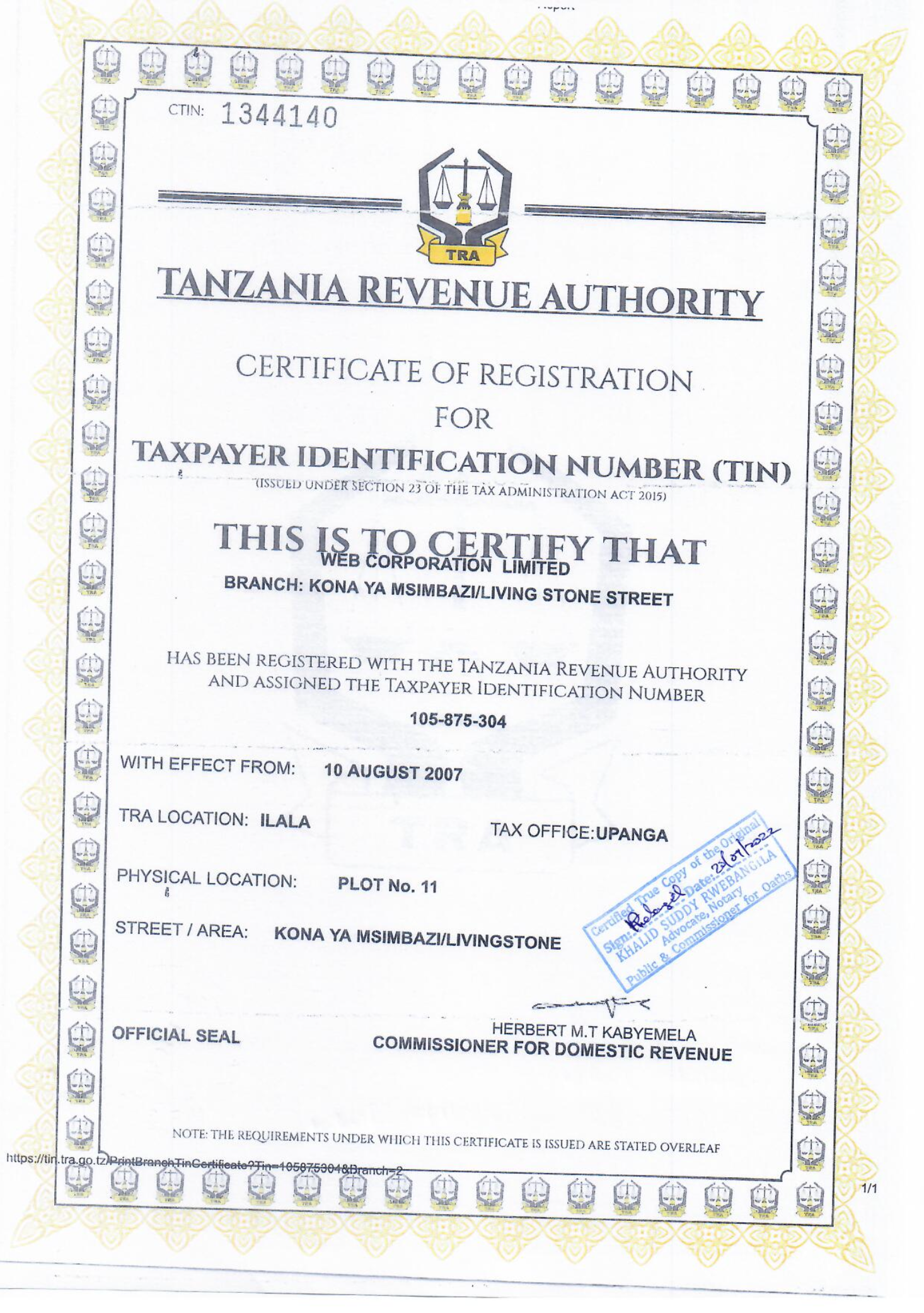 Certificate 1