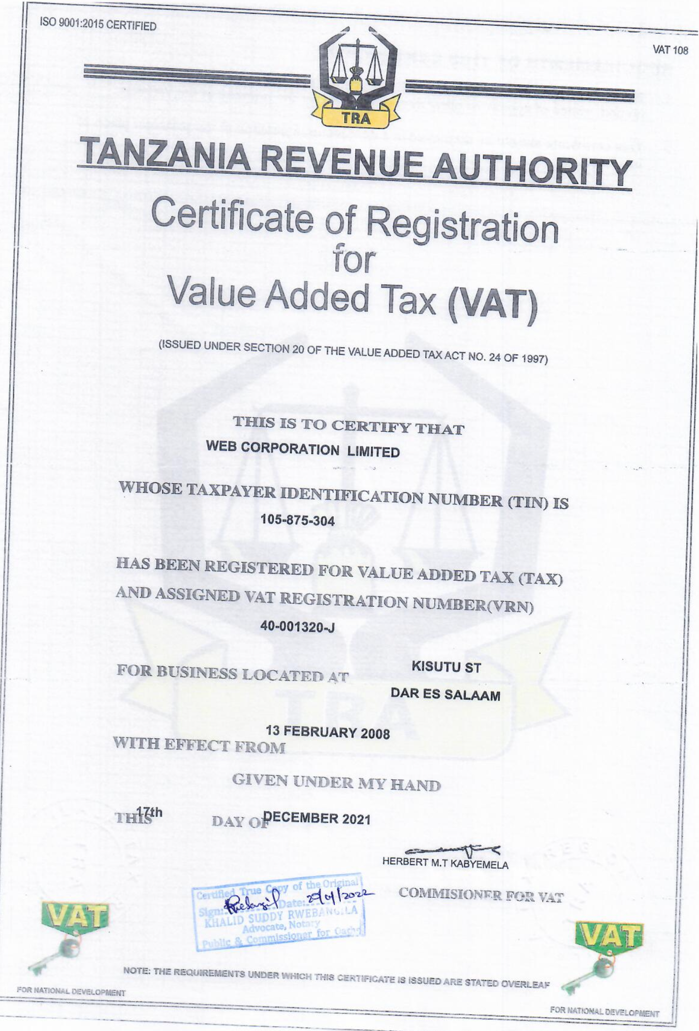 Certificate 1