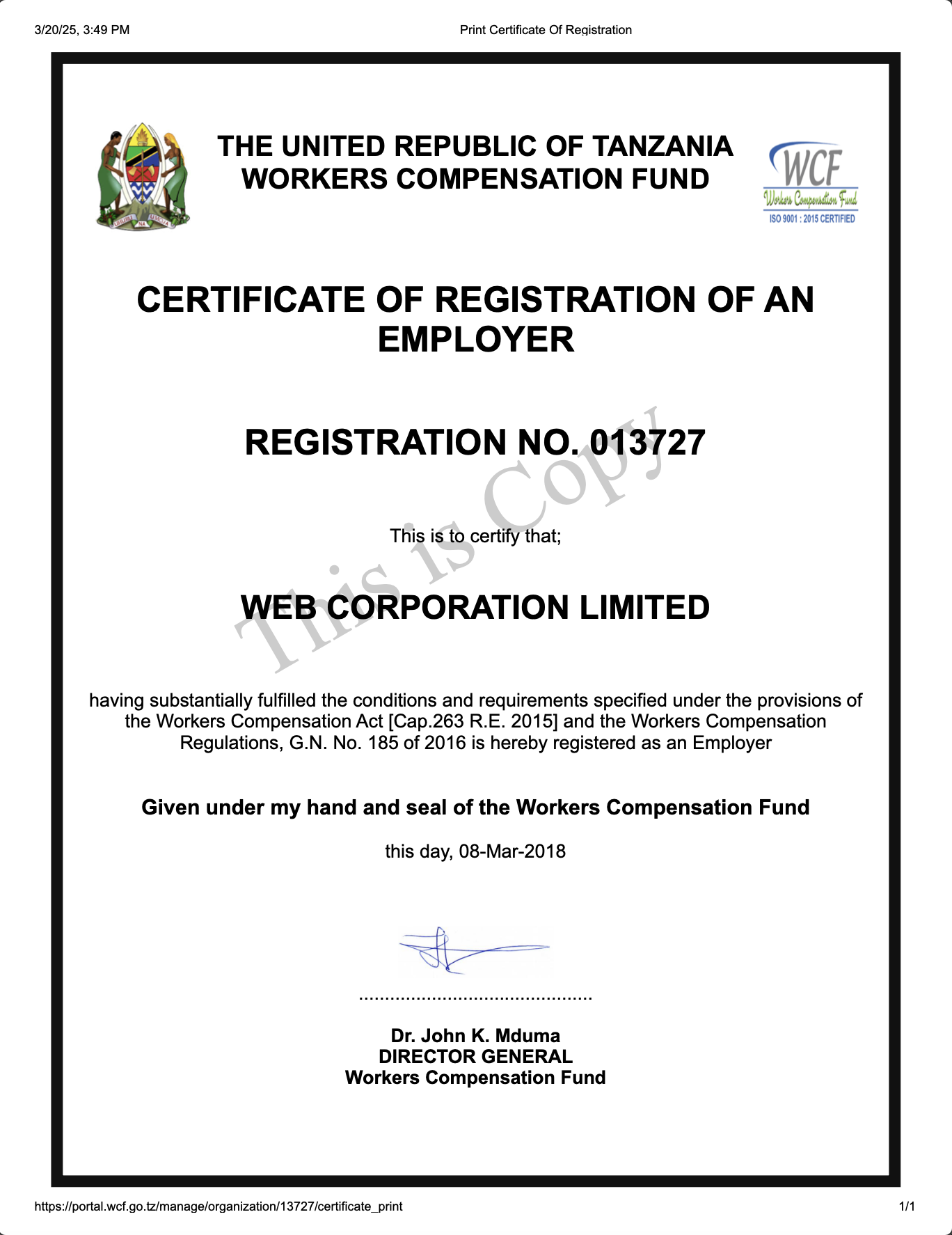 Certificate 1